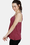 Zivame Knit Poly Camisole - Beet Red — thumbnail 2